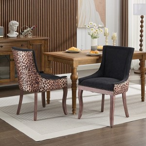 PAGED Modern Style Dining Chairs Set of 2 Upholstered Living Room Chairs with Wood legs and Bronze Nail Head for Living Room - 1 of 4