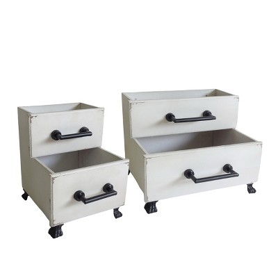 VIP Wood 11.75 in. Off-White Drawer Planter with Feet