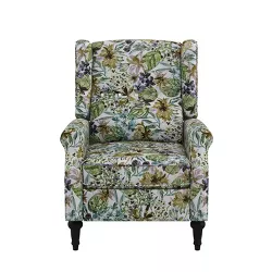 Lizzie Wingback Press-Back Recliner Chair Cream Botanical Velvet - ProLounger