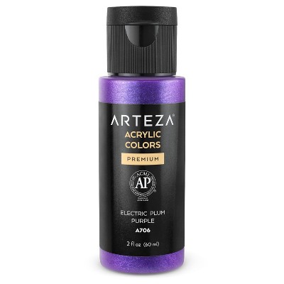 Arteza Iridescent Acrylic Professional Artist Paint, 60ml Bottle, Single Color, Electric Plum Purple