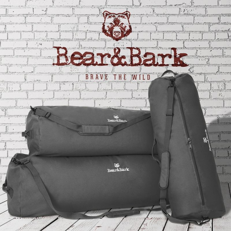Bear & Bark Large Duffle Bag - Grey 50"x20" - 257L - Extra Large Canvas Military and Army Cargo Style Carryall Duffel for Men and Woman, 3 of 4