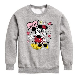 Boys' - Disney - Mickey Minnie Heart Graphic Long Sleeve Fleece Sweatshirt - 1 of 4