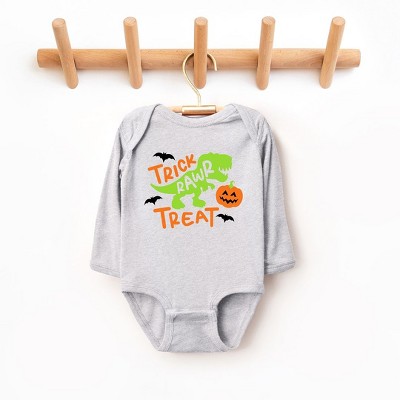 The Juniper Shop Trick Rawr Treat Baby Long Sleeve Bodysuit