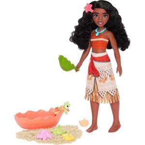 Disney Princess Ocean Friends Moana Doll with Moldable Sand, Animal Friend & 8 Accessories - 1 of 4