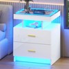 Fredees Nightstand with USB/Wireless Charging Station, Modern Bedside Table with Auto-Sensing RGB Lights - 3 of 4