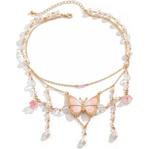 Fairy Tassel Butterfly Choker - Colorful Pendant Necklace, Elegant Bohemian Costume Jewelry for Women - 1 of 4