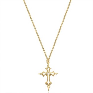14K Gold Cross Pendant Necklace for Women – Adjustable Dainty Chain, Faith Jewelry - 1 of 4