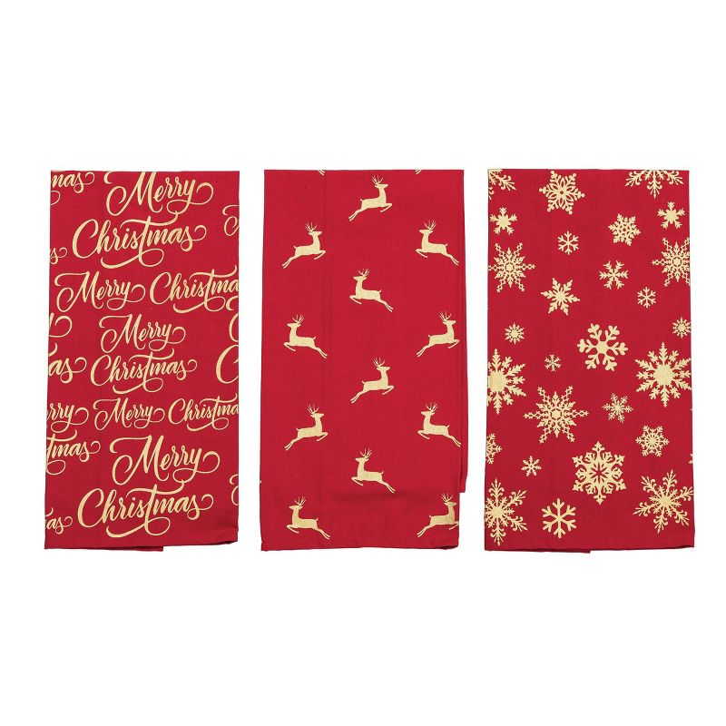 C&F Home Glistening Gold Printed Kitchen Towel Set of 3, 1 of 6