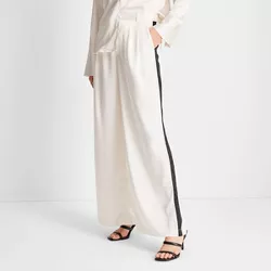 Women's Wide Leg Trousers - Future Collective™ with Kahlana Barfield Brown Cream M