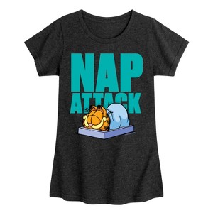 Girls' - Garfield - Nap Attack Fitted Short Sleeve Graphic T-Shirt - 1 of 4