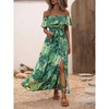 Coolmee Women's Ruffle Floral Dress Off Shoulder Short Sleeve Backless Flounce Bodice Slit Hem Beach Maxi Dresses - 2 of 4