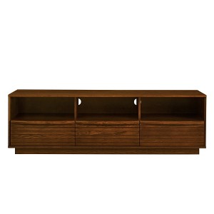 Lirago Mid Century Modern TV Stand Farmhouse Entertainment Cabinet with Louver Doors Walnut Brown 19.5"H x 15.75"D x 63"W - 1 of 4