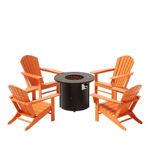 WestinTrends Outdoor Patio Adirondack Chair With Round Fire Pit Table Sets - 1 of 2