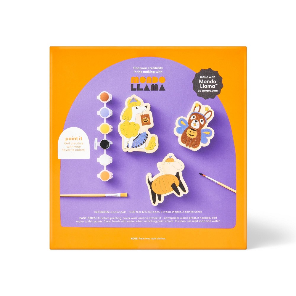 3ct Halloween Craft Wood Dogs in Costume Painting Kit - Mondo Llama™