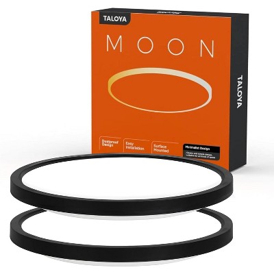 TALOYA 2-Pack 10 Inch LED Flush Mount Ceiling Light Black, 5-in-1 CCT Selectable,Ultra-Slim Surface Mounted Lighting Fixture for Basement Porch