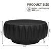 Saman Wood Round Coffee Table with Carved Sculptural Design and Ash Veneer Top for Living Room - 3 of 4