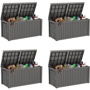 Sersper 180 Gallon XL Deck Box with Divider, Lockable & Waterproof Resin, Light Gray - For Patio Furniture & Tools (4 Pack) - 1 of 4