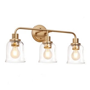 LNC Morrisave 22.8-in 3-Light Bell Modern/Contemporary Bathroom Vanity Lights ,Clear Glass Shade, Gold/Black - 1 of 4