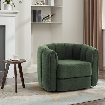 360° Swivel Accent Barrel Chair, Round Teddy Armchairs with Thickened Seat Cushion - ModernLuxe