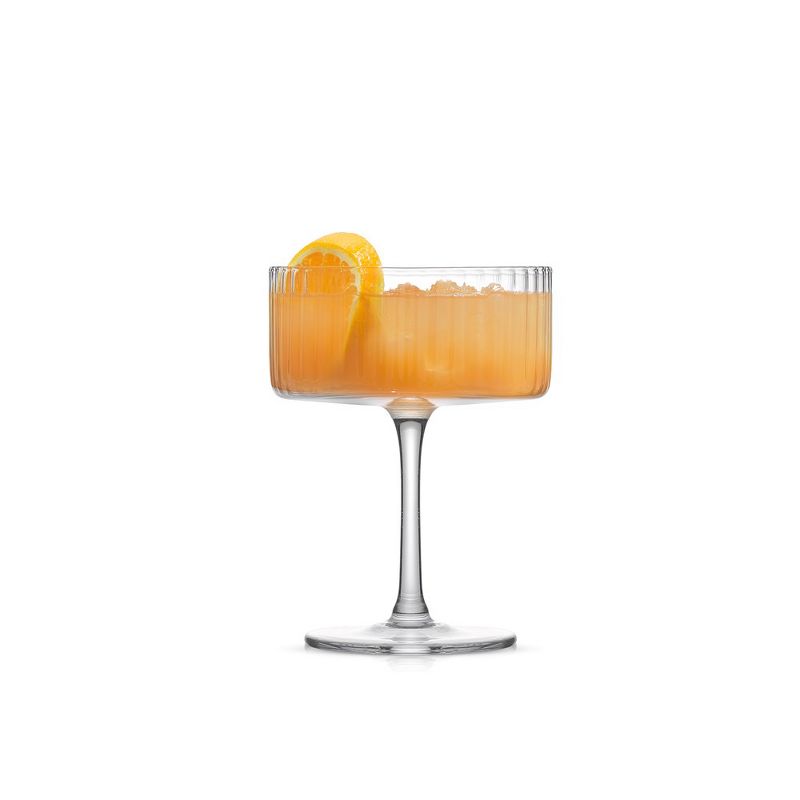 JoyJolt Elle Fluted Cylinder Martini Coupe Glass - 10 oz Ribbed Cocktail Glasses - Set of 2, 5 of 7