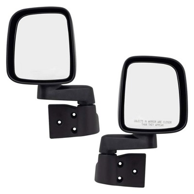 Brock Passenger and Driver Seat Side Replacement Textured Manual Side Mirror Set Compatible with Jeep Wrangler 2003 to 2006, Black