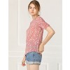 INSPIRE CHIC Women's Floral Summer Crew Neck Casual Shirred Short Sleeve Blouse - 4 of 4