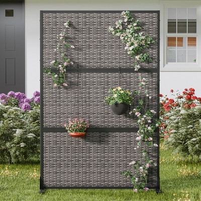 Lirago 72 in. Galvanized Metal Outdoor Privacy Screens Garden Outdoor Fence Black