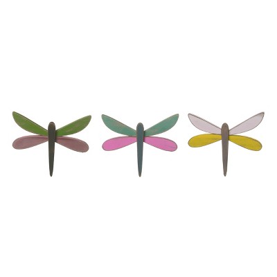 Transpac MDF Rustic Dragonfly Wall Decor Set of 3 Spring Home Decorations