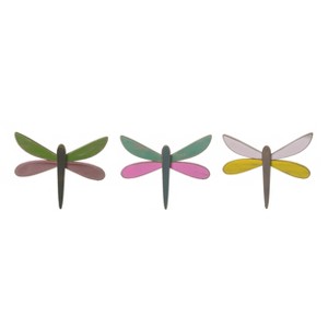 Transpac MDF Rustic Dragonfly Wall Decor Set of 3 Spring Home Decorations - 1 of 3