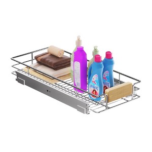 Pull-Out Organizer under Cabinet Storage for Kitchen with Wooden Handle - 1 of 4