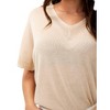 Women's Lurex Pointelle Batwing Vneck Sweater - ESQUALO - 3 of 4