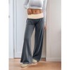 Womens Wide Leg Pants Color Block Velvet Wide Leg Lounge Long Pants - 3 of 4