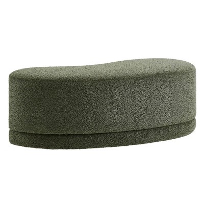Nimbus Sage Green Chenille Curved Cocktail Ottoman Bench