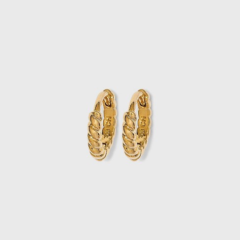  14K Gold Plated Huggie Hoop Earrings, 3 Pairs