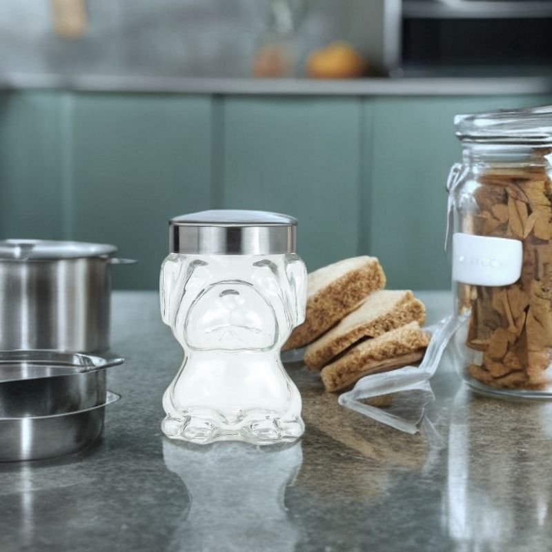 Amici Pet Mad Dog Glass Canister Airtight Dog Treat Jar, Cute Dog Treat Jar for Kitchen Counter, 48 oz., 5 of 6
