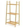 Tangkula 3 Tiers Bamboo Plant Stand for Indoor Plants Multiple Utility Shelf Free Standing Storage Rack Pot Holder Brown/Natural - 3 of 4