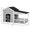 Wooden Dog House Outdoor with Porch, Cabin Style Raised Dog Shelter with Asphalt Roof, Doors, and Shutter Window, for Medium Large Sized Dog - 3 of 4