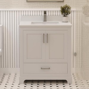 Maya Solid Wood Bathroom Vanity with Quartz Countertop – Handcrafted Luxury Vanity for Modern Homes - 1 of 4