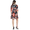 24seven Comfort Apparel Red Floral Three Quarter Sleeve Pleated Dress - image 3 of 4