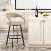 HomeRoots 30" Beige and Black Faux Leather and Iron Low Back Bar Height Swivel Bar Chair - 2 of 4