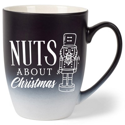 Elanze Designs Nuts About Christmas Two Toned Ombre Matte Black and White 12 ounce Ceramic Stoneware Coffee Cup Mug