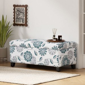 Sapphtopaz Versatile Upholstered Storage Ottoman with Floral Patterned Fabric, Footrest & Extra Seating, Multi-Functional Bench with Hidden Storage - 1 of 4