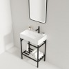 Bathroom Floor Cabinet,Bathroom Vanity With Ceramic Basin And Open Metal Leg And Storage Shelf,Freestanding Bathroom Furniture-Cuddlewood - 2 of 4