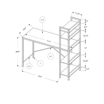 Cappuccino Silver 47" Modern Home Office Desk with Storage Shelves