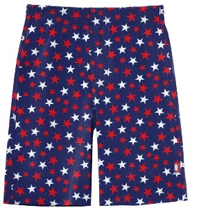 City Threads USA-Made Boys UPF 50+ Recycled Polyester Soft Stretch Below the Knee Printed Swim Board Shorts - 1 of 4