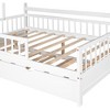 Acekool Full Size House Bed Frame with Twin Trundle, Storage Drawers & Shelves, Roof & Fence, Kids Platform Bed, White - 4 of 4