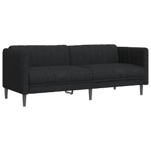 vidaXL 3-Seater Sofa - Modern Black Polyester Couch with Foam Padding for Living Room or Office - 76"x30.1"x29.3" - 1 of 4