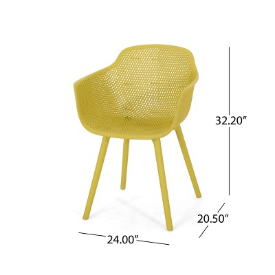 Yellow Polypropylene Outdoor Dining Chairs Set of 2