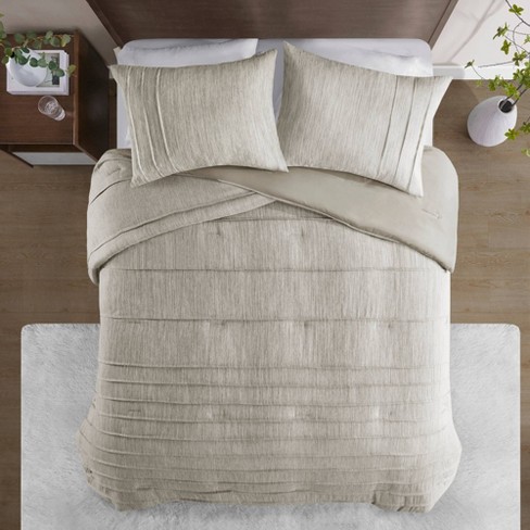 Extra Large Queen Bedding in Easy to Match White with Cream Knit Details  and Soft Cotton Material