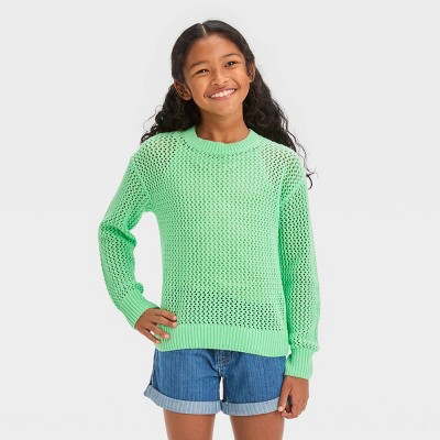 Girls' Pullover Sweater - Cat & Jack™ Mint Green Xl : Target